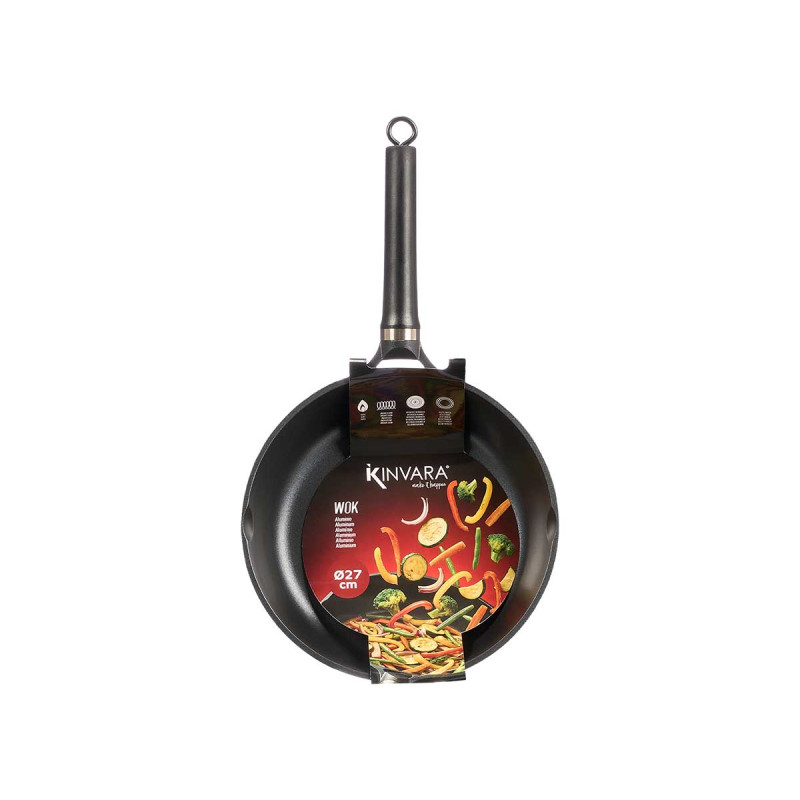 WOK ALUMINIO INDUCCION 29 CM NEGRO ACABADO MARMOL