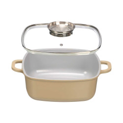 SQUARE FORGED INDUCTION CASSEROLE BEIGE 24CM