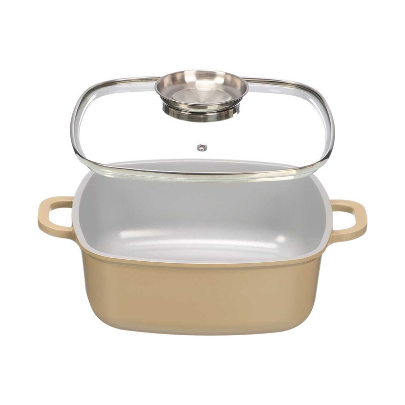 CACEROLA CUADRADA INDUCCION FORJADA BEIGE 24CM