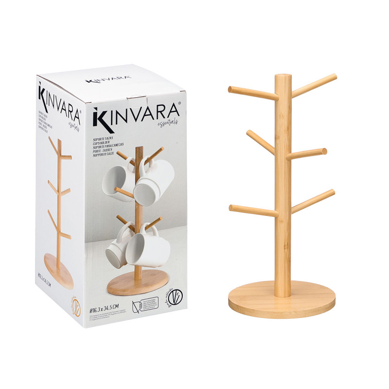 SUPORTE EM BAMBU PARA CANECAS