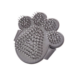 PET BRUSH WITH SPIKES FOOTSPRINTS METAL GREY