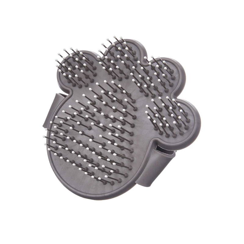 PET BRUSH WITH SPIKES FOOTSPRINTS METAL GREY