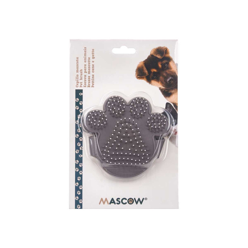 PET BRUSH WITH SPIKES FOOTSPRINTS METAL GREY