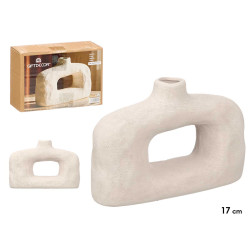 JARRON MODERNO AGUJERO BLANCO TERRACOTA PEQ