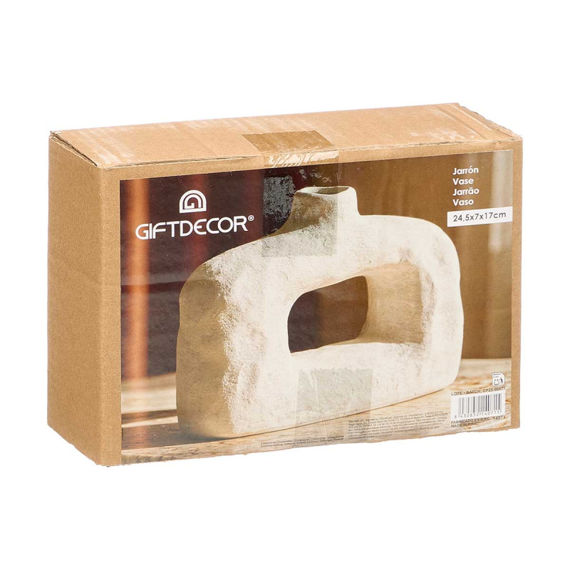 JARRON MODERNO AGUJERO BLANCO TERRACOTA PEQ