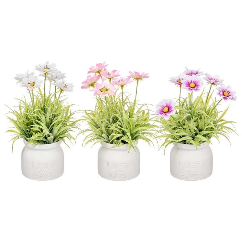 POT FLEUR ASSORTI 3 COULEURS 23CM