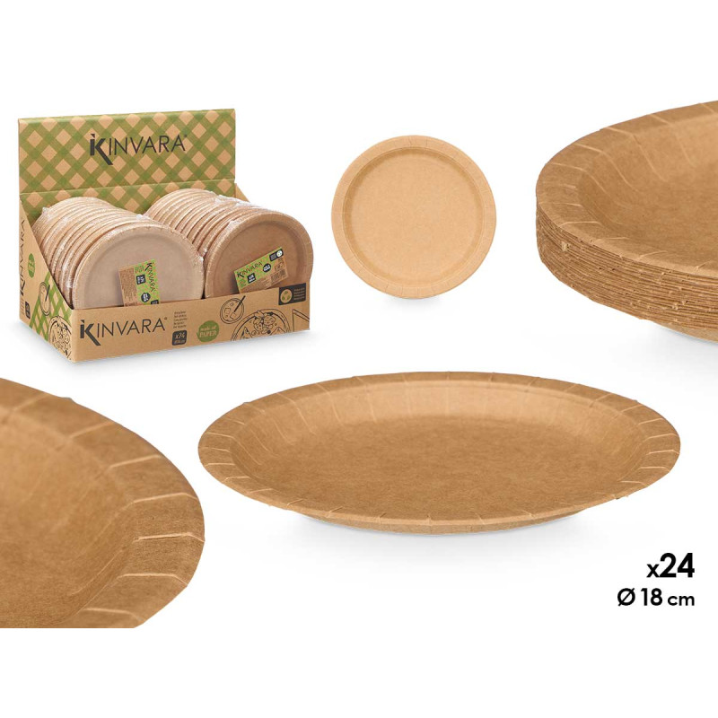 SET 24 KRAFT PLATES 18 CM