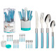 SET 16 CUBIERTOS ACERO INOXIDABLE MANGO PS AZUL