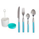 SET 16 COPERTI ACCIAIO INOSSIDABILE MANGO PS BLU