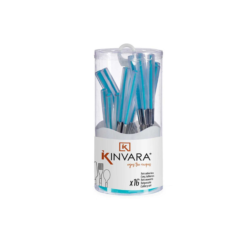 SET 16 COPERTI ACCIAIO INOSSIDABILE MANGO PS BLU
