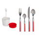 SET 16 COPERTI ACCIAIO INOSSIDABILE MANICO ROSSO
