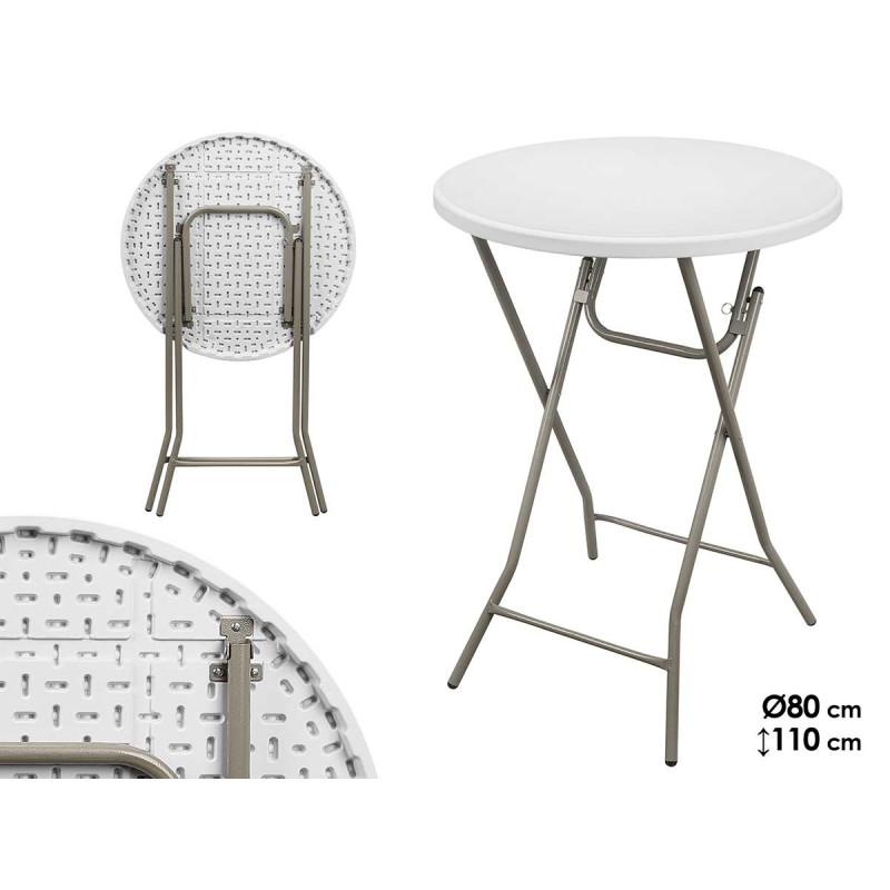 TAVOLO PIEGHEVOLE ROTONDO BIANCO 80X80X110CM