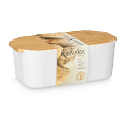 CAIXA PARA PAO PRETA TAMPA BAMBU 4,5L