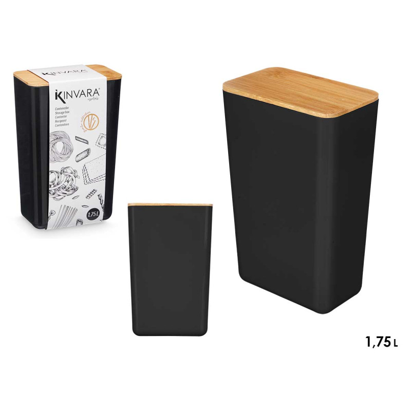 TARRO RECTANGULAR ALTO NEGRO 1,75L