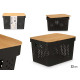CAIXA MULTIUSOS TAMPA BAMBU GRD PRETA 22CM
