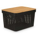 CAJA MULTIUSOS PERFORADA TAPA BAMBU GRD NEGRA 22CM