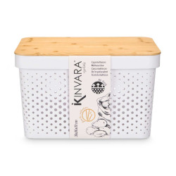 CAJA MULTIUSOS PERFORADA TAPA BAMBU GRD BLANC 22CM