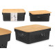 CAIXA MULTIUSOS TAMPA BAMBU MED PRETA 14CM