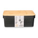 BOITE PERFORÉ POLYVNT COUVERCLE BAMBOU NOIR 14CM