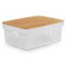 BOITE PERFORÉ POLYVNT COUVERCLE BAMBOU BLANC 14CM
