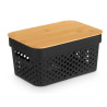CAIXA MULTIUSOS TAMPA BAMBU PEQ PRETA 12CM