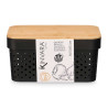 BOITE PERFORÉ POLYVNT COUVERCLE BAMBOU NOIR 12CM