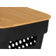 CAJA MULTIUSOS PERFORADA TAPA BAMBU PEQ NEGRA 12CM
