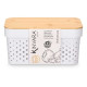 CAIXA MULTIUSOS TAMPA BAMBU PEQ BRANCA 12CM