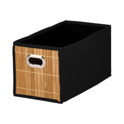 BLACK RECTANGULAR BAMBOO STORAGE BASKET