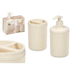 SET DISTRIBUTEUR VERRE RAYURES BLANC