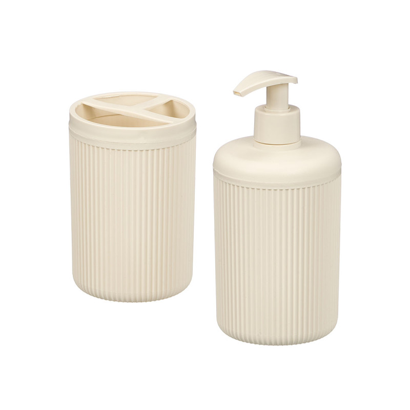 WHITE STRIPED DISPENSER CUP SET