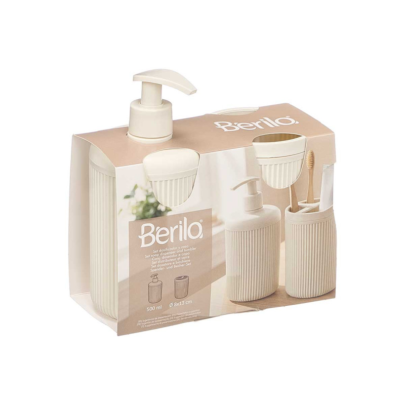 WHITE STRIPED DISPENSER CUP SET