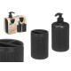 SET DISPENSER BICCHIERE A RIGHE NERO