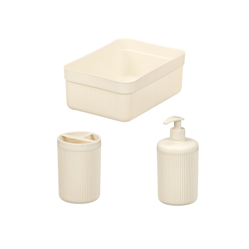 WHITE STRIPED DISPENSER CUP TRAY SET