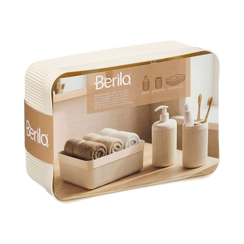 WHITE STRIPED DISPENSER CUP TRAY SET