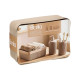 BEIGE STRIPED DISPENSER CUP TRAY SET