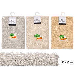 TORCHON COTON NEUTRES LÉGUMES 50X50CM