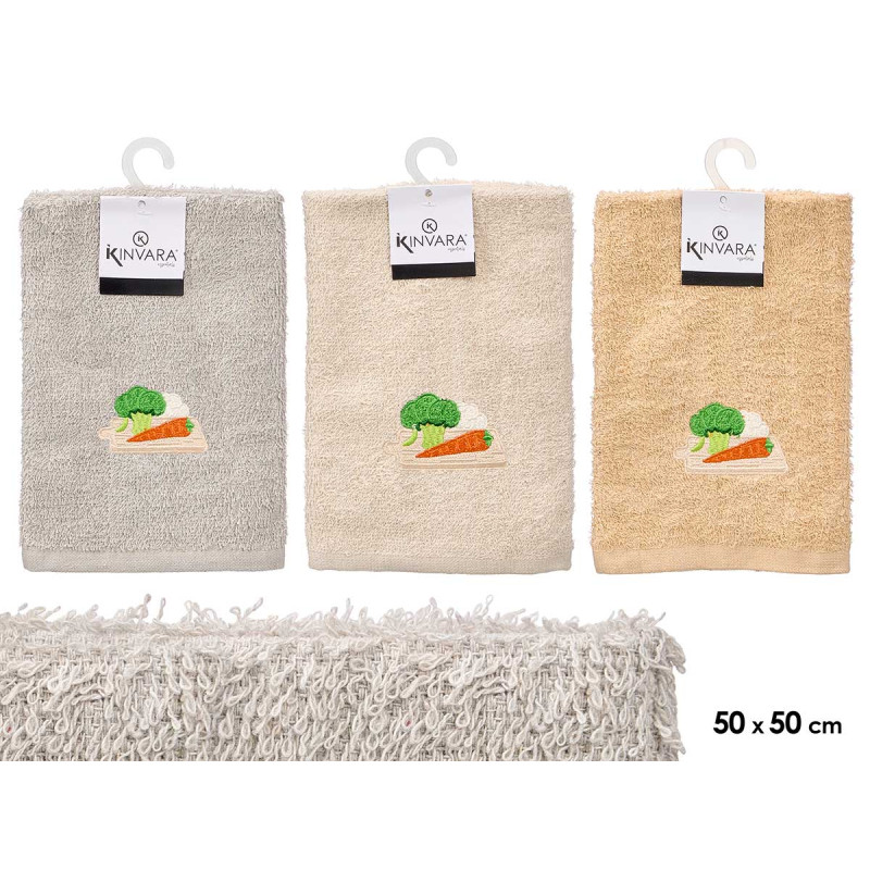TORCHON COTON NEUTRES LÉGUMES 50X50CM