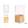 VASO ACRILICO QUADRATO BASE LEGNO 10X10X25CM