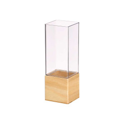 VASO ACRILICO QUADRATO BASE LEGNO 10X10X30CM