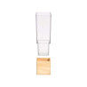VASO ACRILICO QUADRADO BASE MADEIRA 10X10X30CM