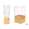 VASO ACRILICO QUADRADO BASE MADEIRA 12X12X25CM