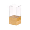 JARRON ACRILICO CUADRADO BASE MADERA 12X12X25CM