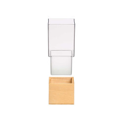 VASO ACRILICO QUADRATO BASE LEGNO 12X12X25CM
