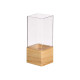 JARRON ACRILICO CUADRADO BASE MADERA 12X12X30CM