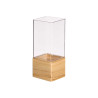VASO ACRILICO QUADRADO BASE MADEIRA 12X12X30CM