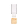 VASO ACRILICO QUADRADO BASE MADEIRA 12X12X30CM