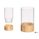 CYLINDRICAL ACRYLIC VASE WOODEN BASE 12X12X20CM