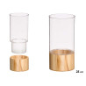 VASO CILINDRICO ACRILICO BASE MADEIRA 12X12X25CM