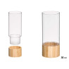VASO CILINDRICO ACRILICO BASE MADEIRA 12X12X30CM